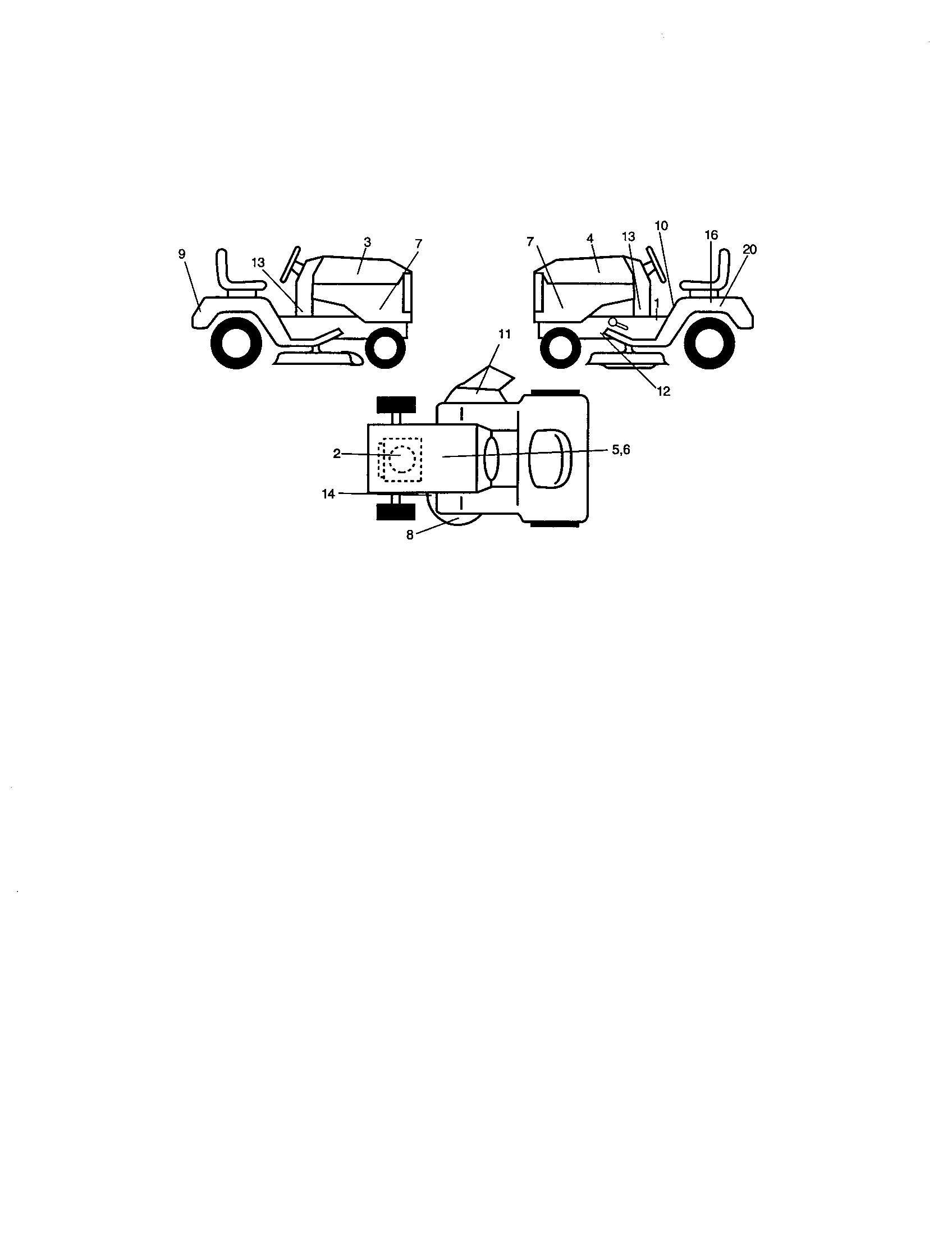 Decals Diagram and Parts List for 917272058  Craftsman Lawn Tractor