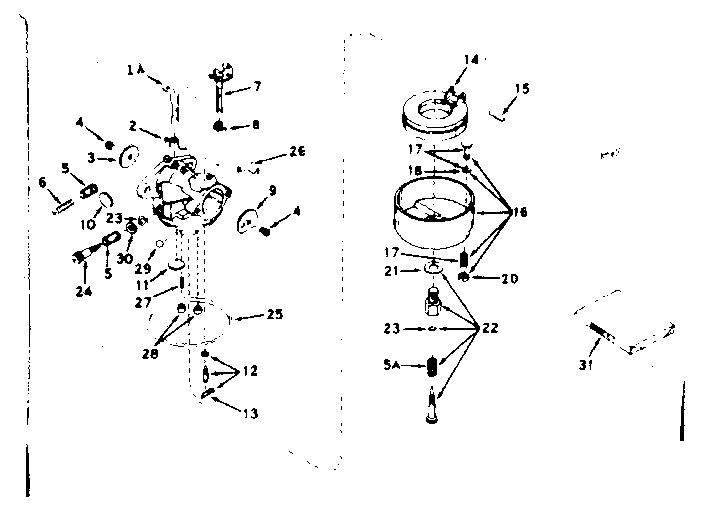 Carburetor Diagram and Parts List for 143191042  Craftsman Engine