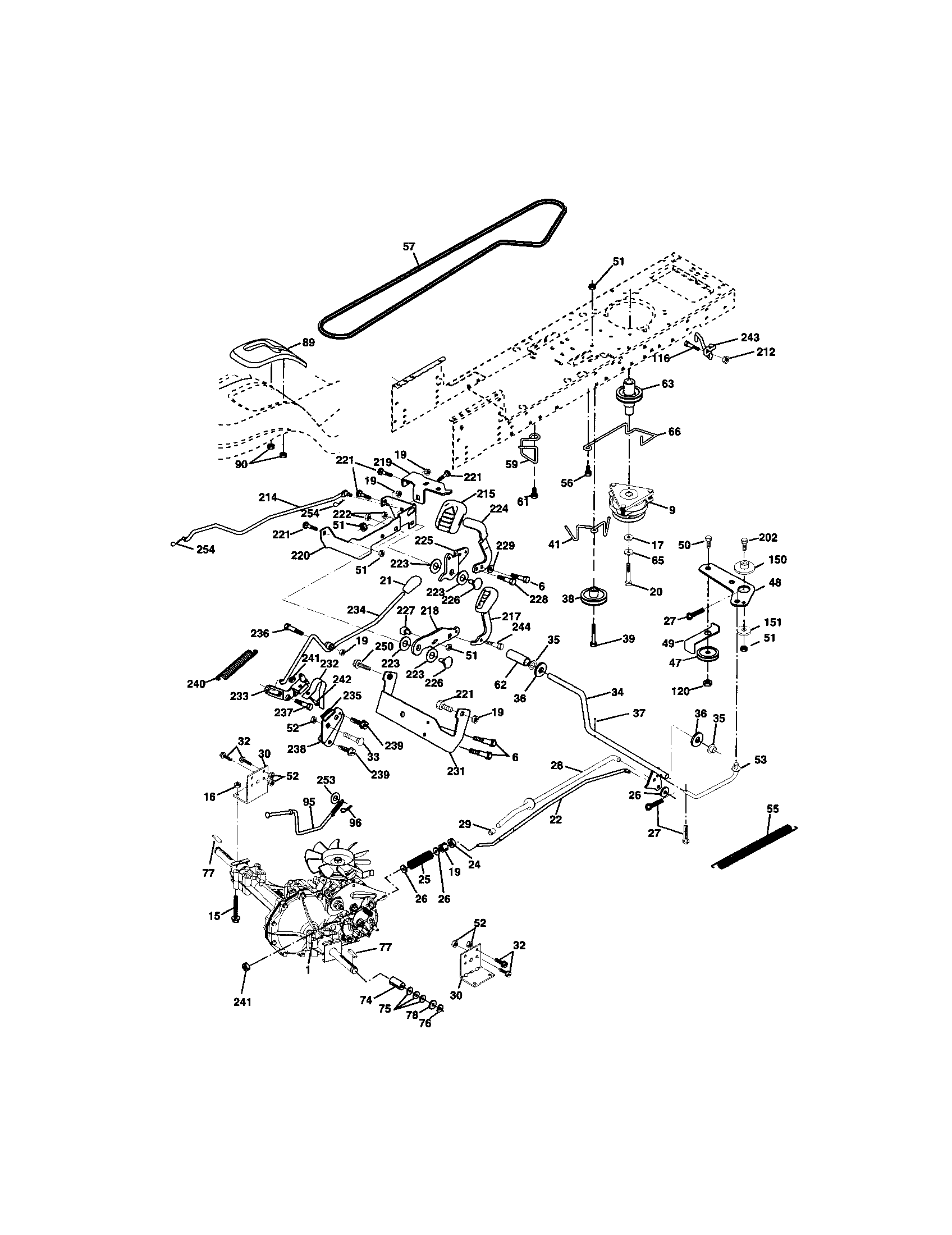 Ground Drive Diagram and Parts List for 917272264  Craftsman Lawn Tractor