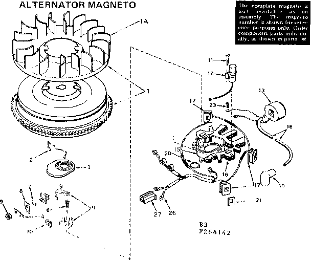 Magneto Diagram and Parts List for 143266142  Craftsman Engine