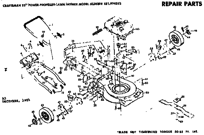 Mower Deck Diagram and Parts List for 131974313  Craftsman Lawn Mower