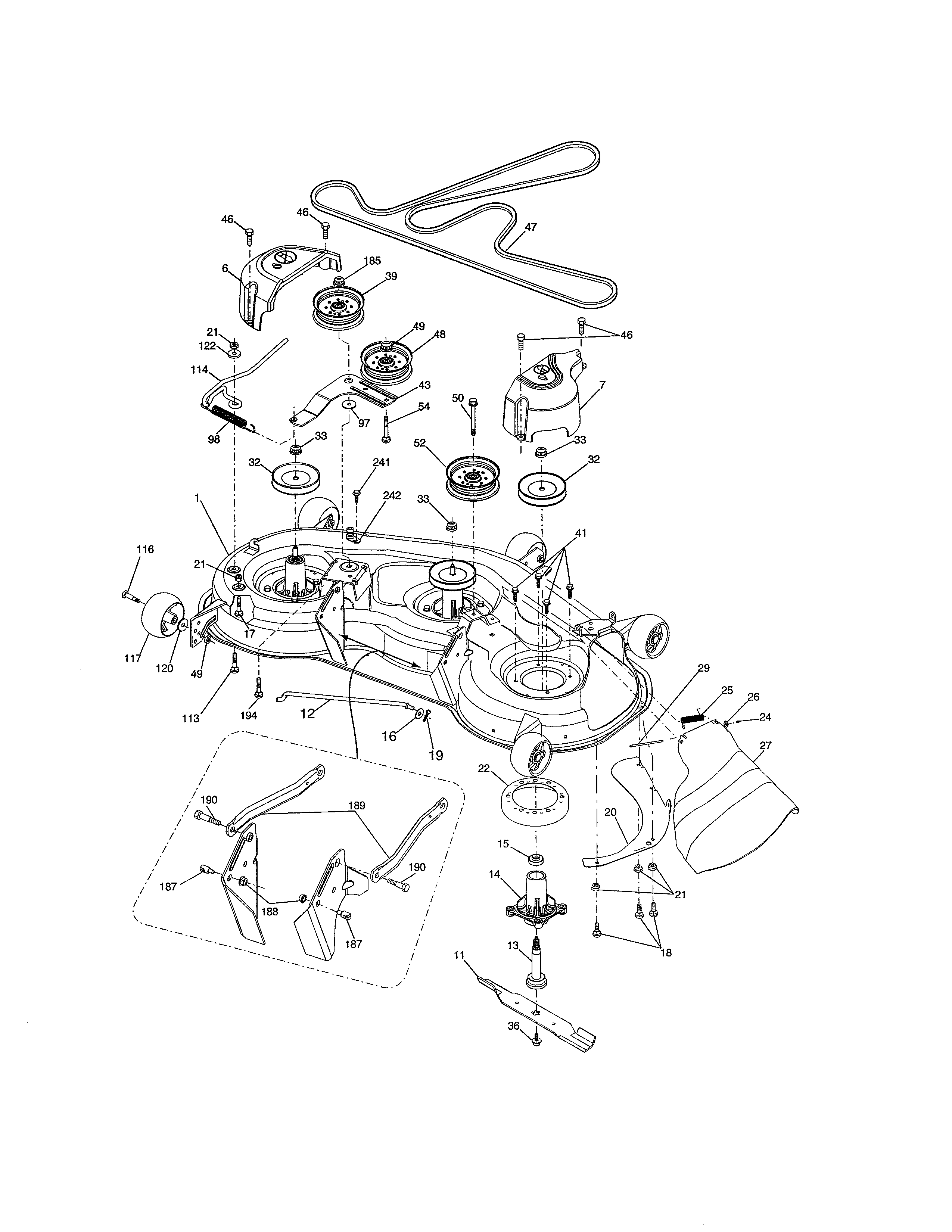 Mower Deck Diagram and Parts List for 917204011  Craftsman Lawn Tractor