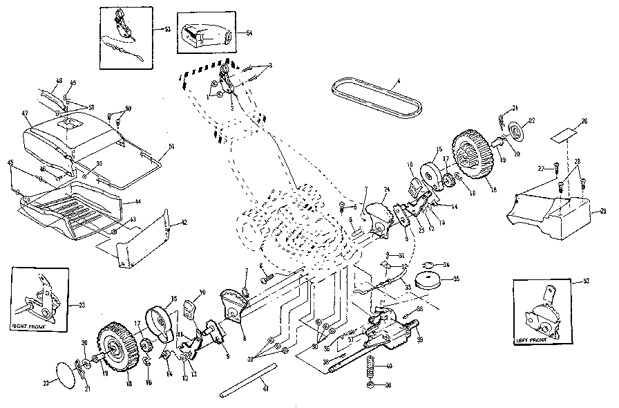 Drive Assembly Diagram and Parts List for 917372430  Craftsman Lawn Mower