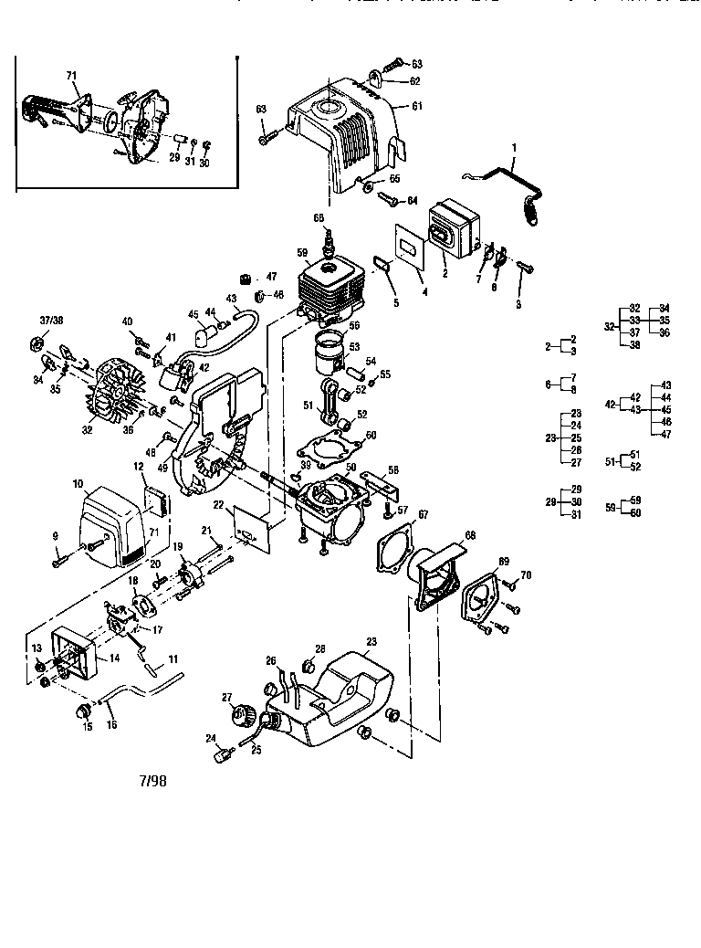 Powerhead Diagram and Parts List for 989795040  Craftsman Trimmer
