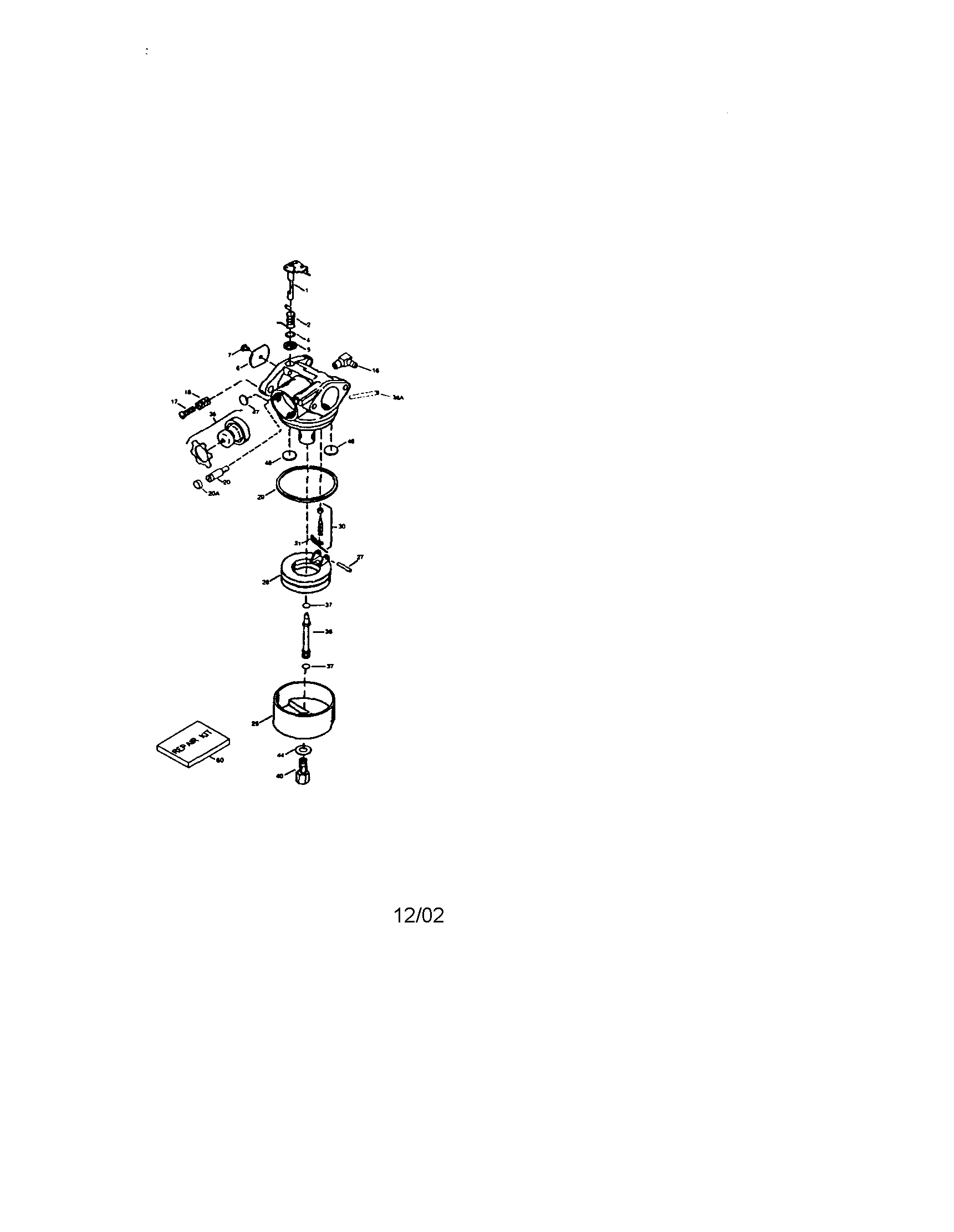 Carburetor Diagram and Parts List for 143640339  Craftsman Lawn Mower