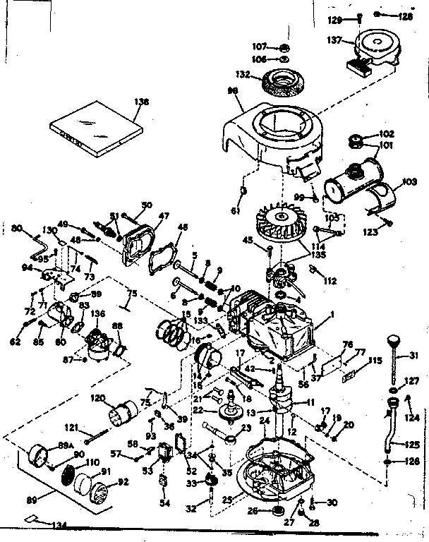 Basic Engine Diagram and Parts List for 143141142  Craftsman Engine