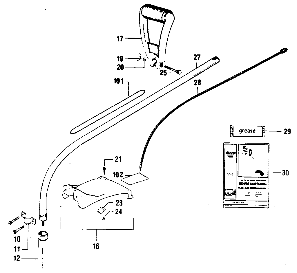 Drive Shaft Diagram and Parts List for 358798121  Craftsman Trimmer
