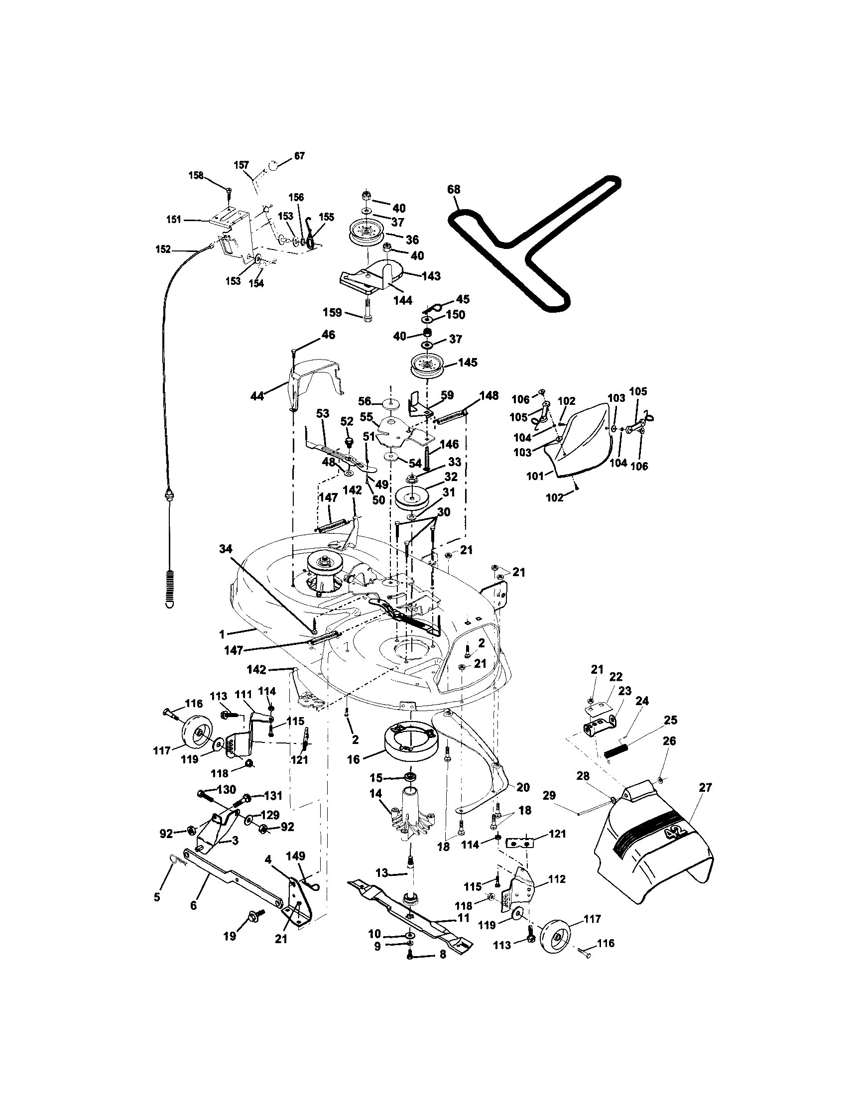 Mower Deck Diagram and Parts List for 917272441  Craftsman Lawn Tractor
