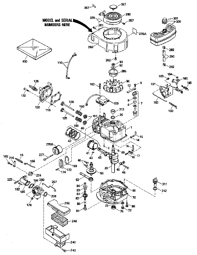 Replacement Parts Diagram and Parts List for 143414612  Craftsman Engine