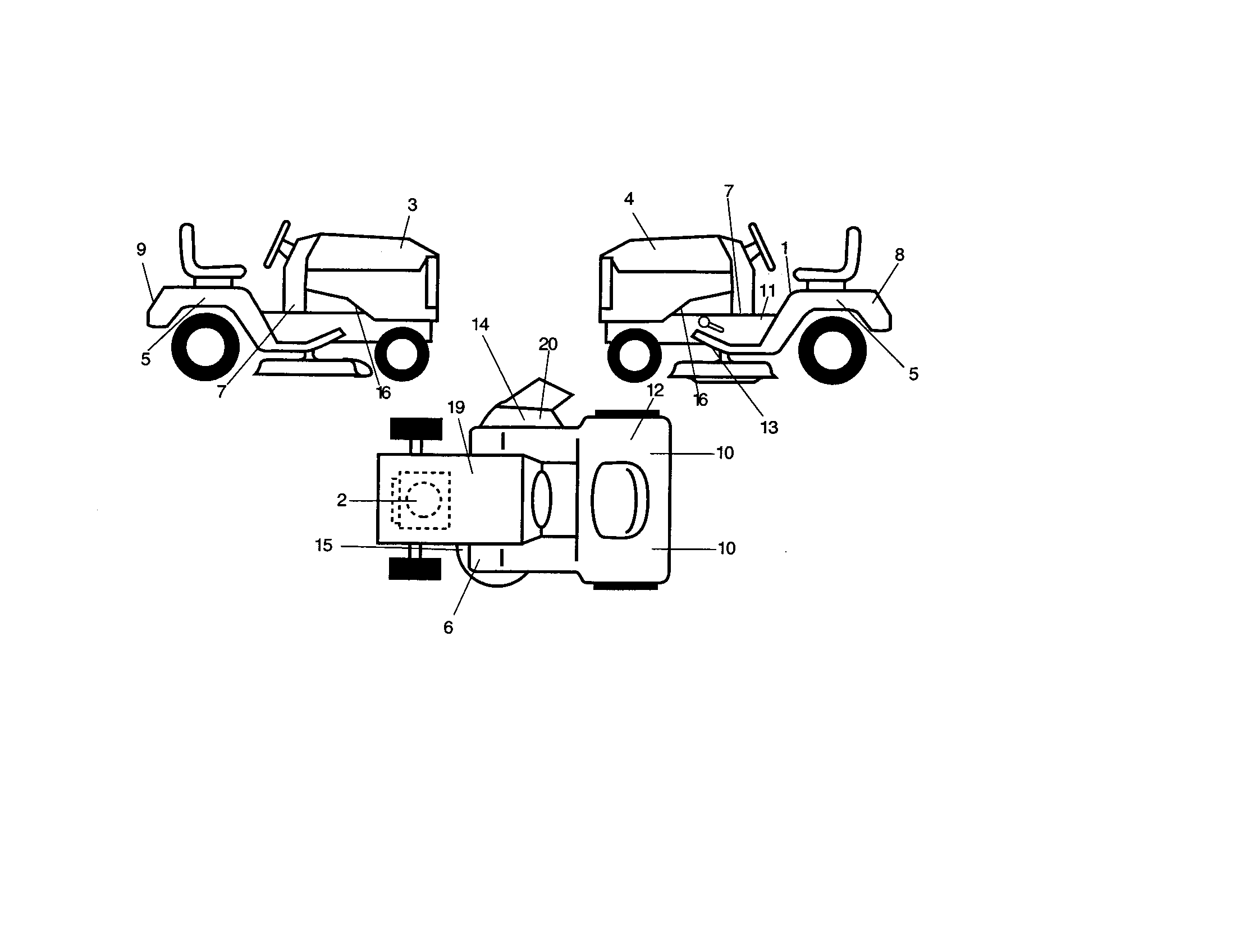 Decals Diagram and Parts List for 917259070  Craftsman Lawn Tractor