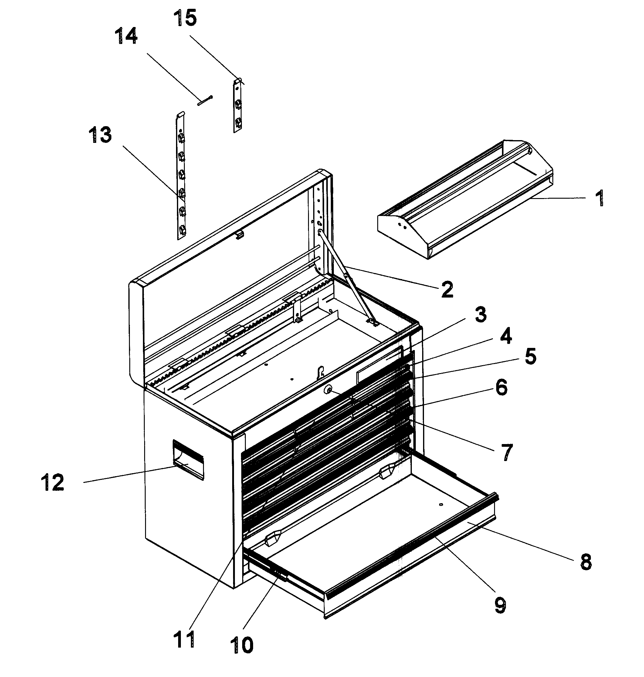 Tool Chest Diagram and Parts List for 70621161  Craftsman Tool Stand & Cart