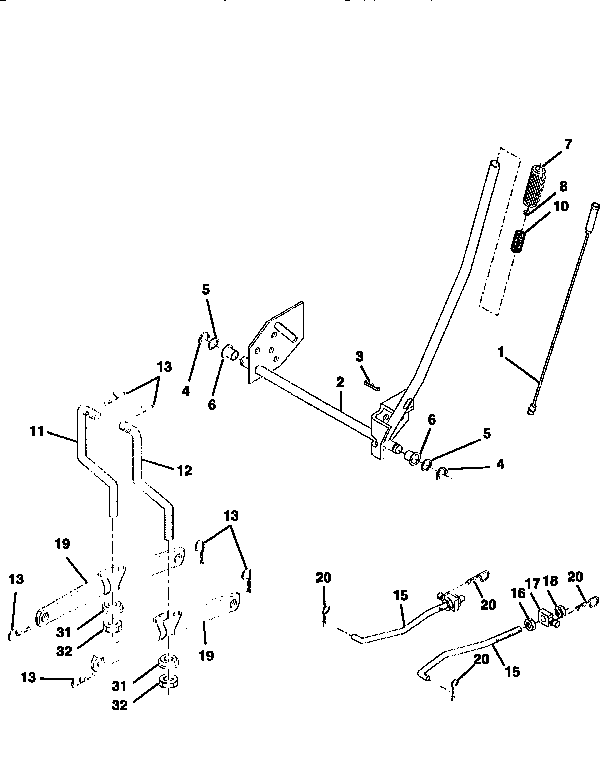 Lift Diagram and Parts List for 917258500  Craftsman Lawn Tractor