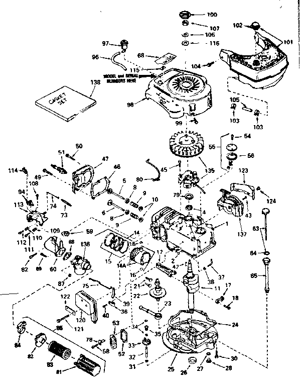 4.0 R.p., 10 C.i., 164 C.c. Diagram and Parts List for 143344322  Craftsman Engine