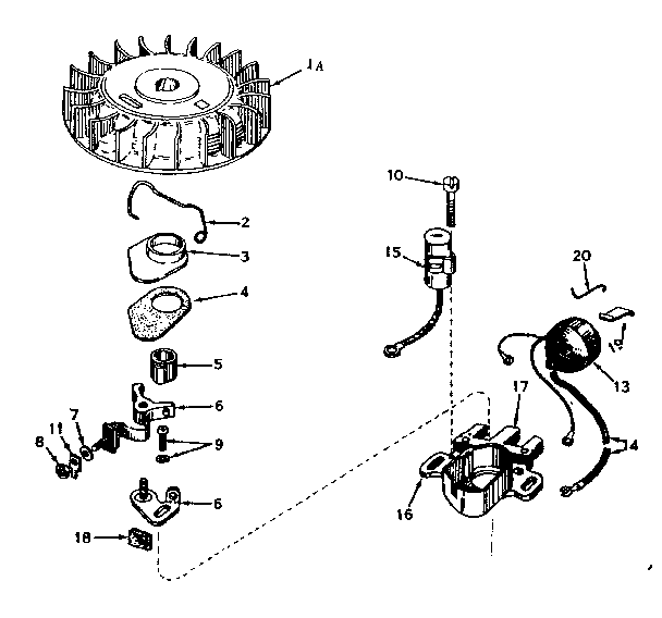 Magneto No. 610690a Diagram and Parts List for 143571072  Craftsman Engine