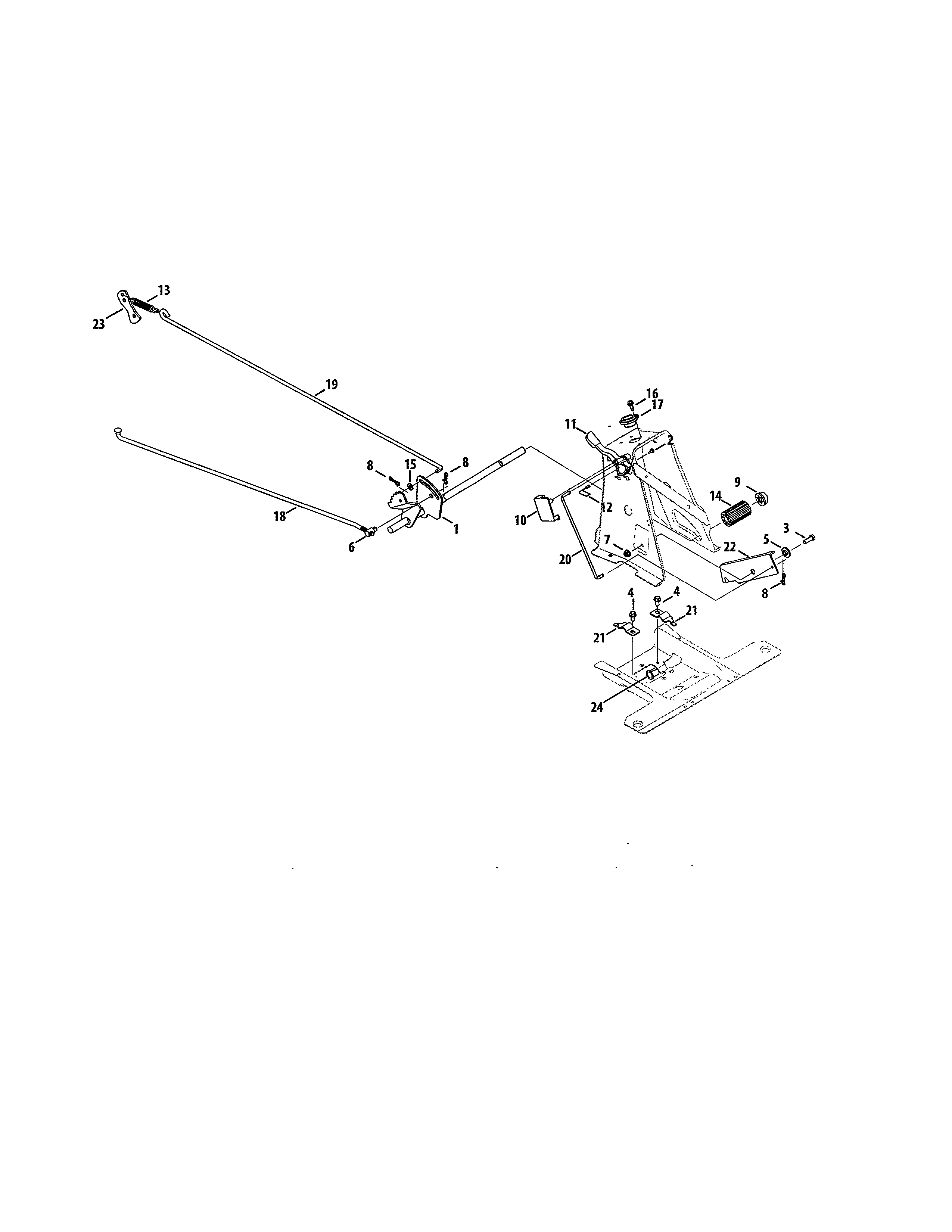 Brake Pedal/speed Lever Diagram and Parts List for 247290003  Craftsman Engine