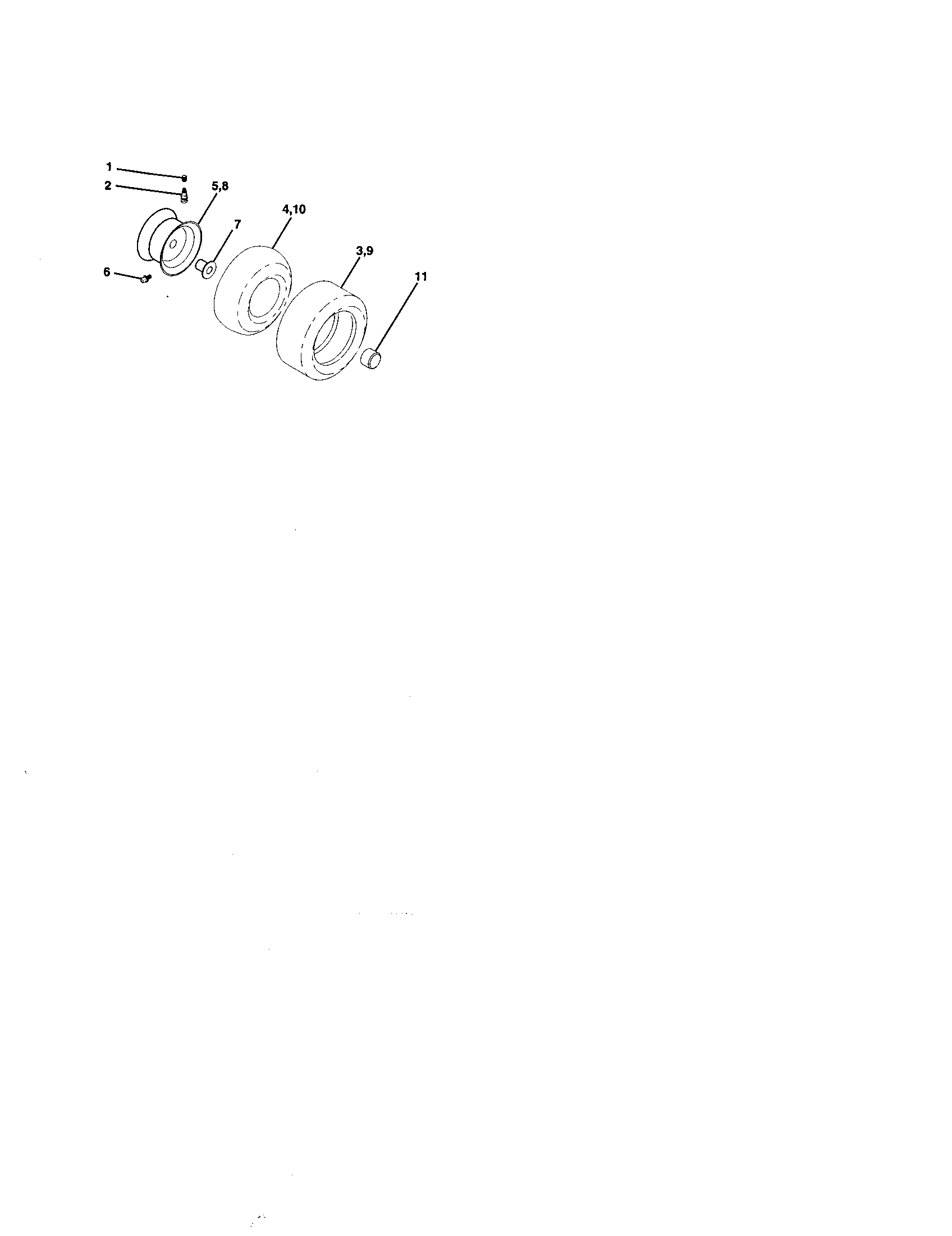 Wheels And Tires Diagram and Parts List for 917271833  Craftsman Lawn Tractor
