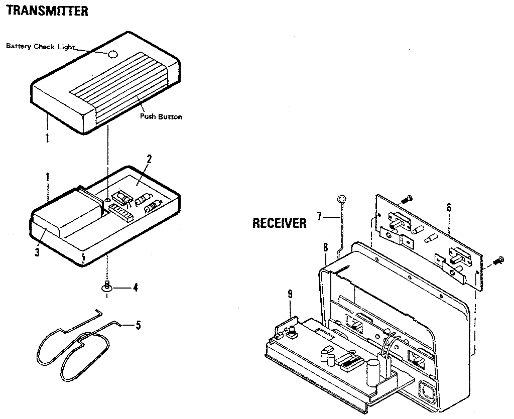 Radio Controls Diagram and Parts List for 139664400  Craftsman Garage Door Opener