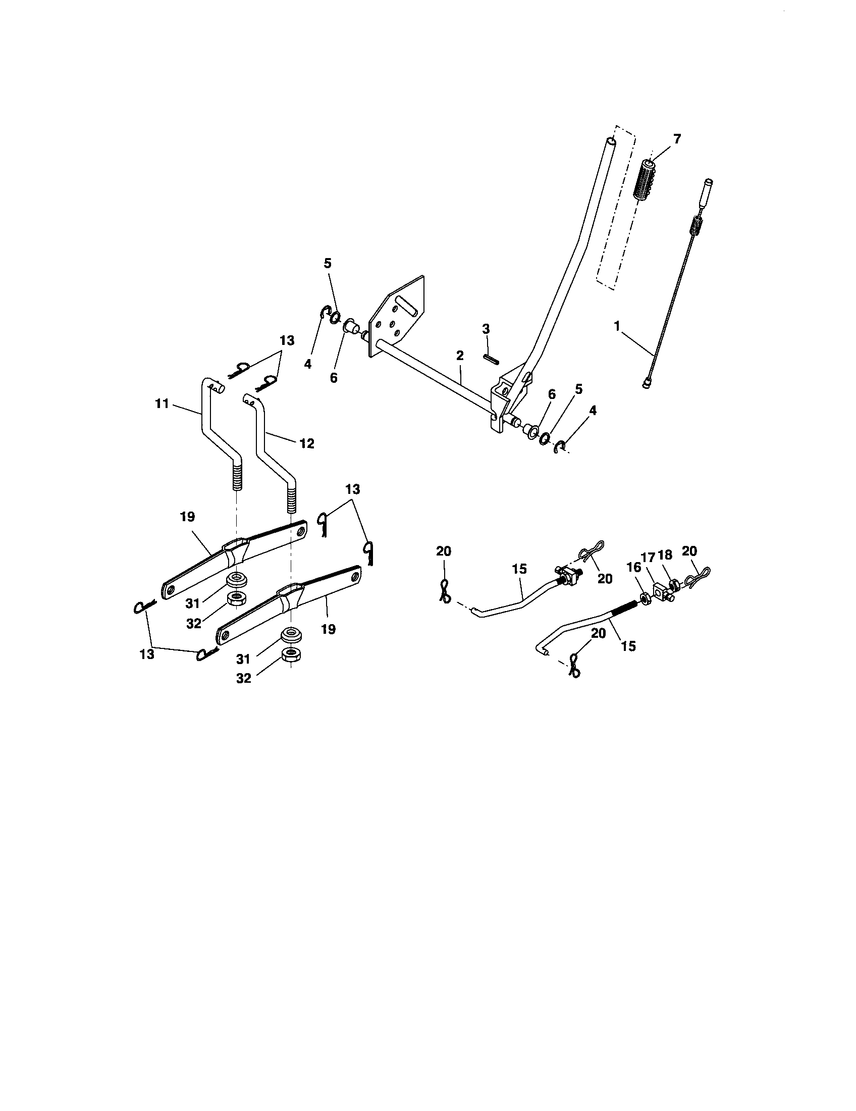 Lift Assembly Diagram and Parts List for 917275632  Craftsman Lawn Tractor