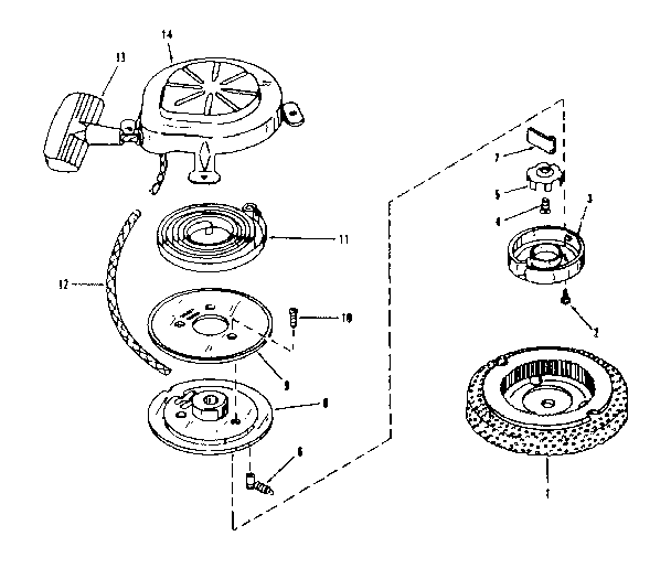 Rewind Starter No. 29224 Diagram and Parts List for 143504011  Craftsman Engine