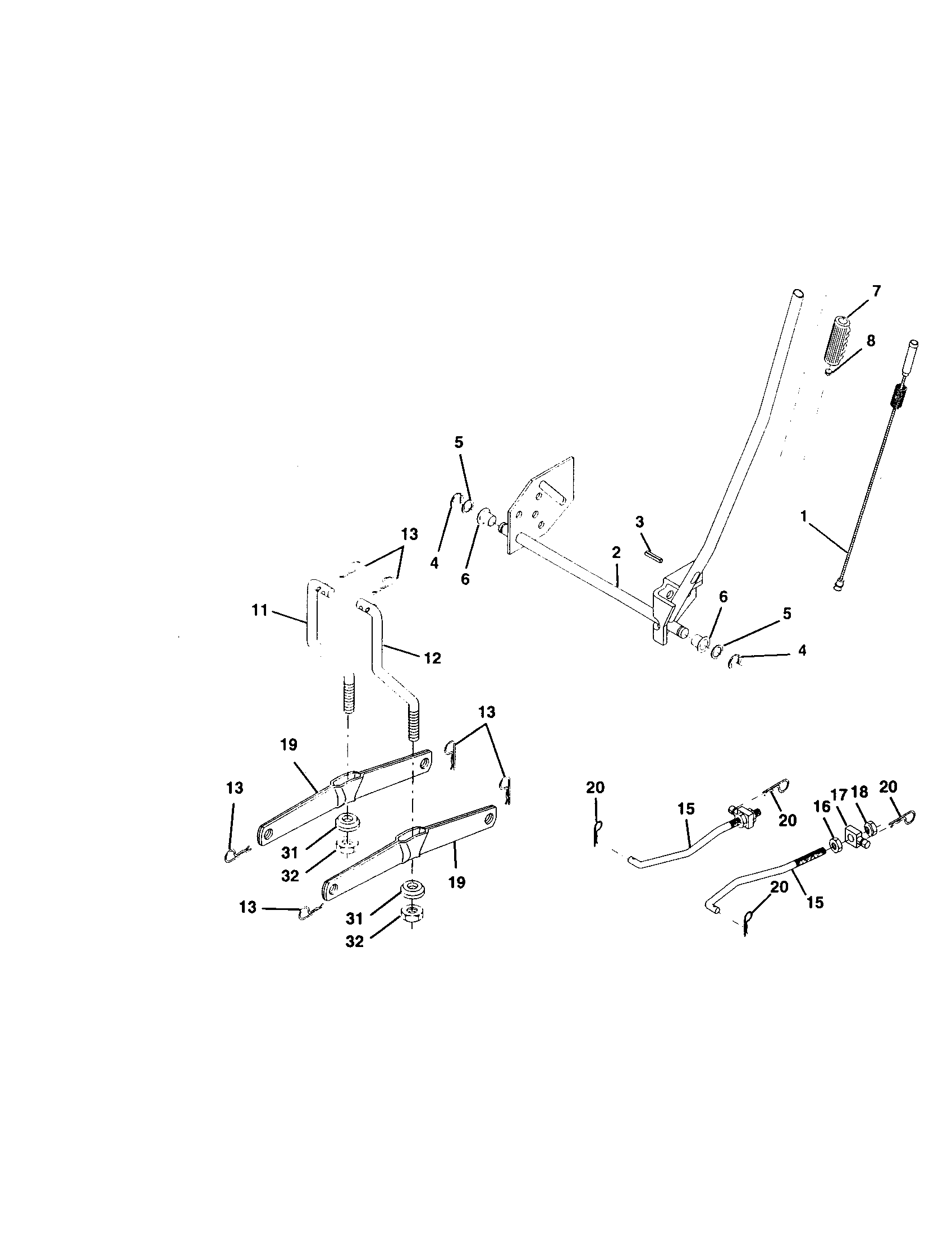 Lift Assembly Diagram and Parts List for 917271826  Craftsman Lawn Tractor