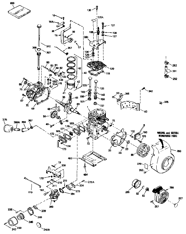 Replacement Parts Diagram and Parts List for 143836132  Craftsman Engine