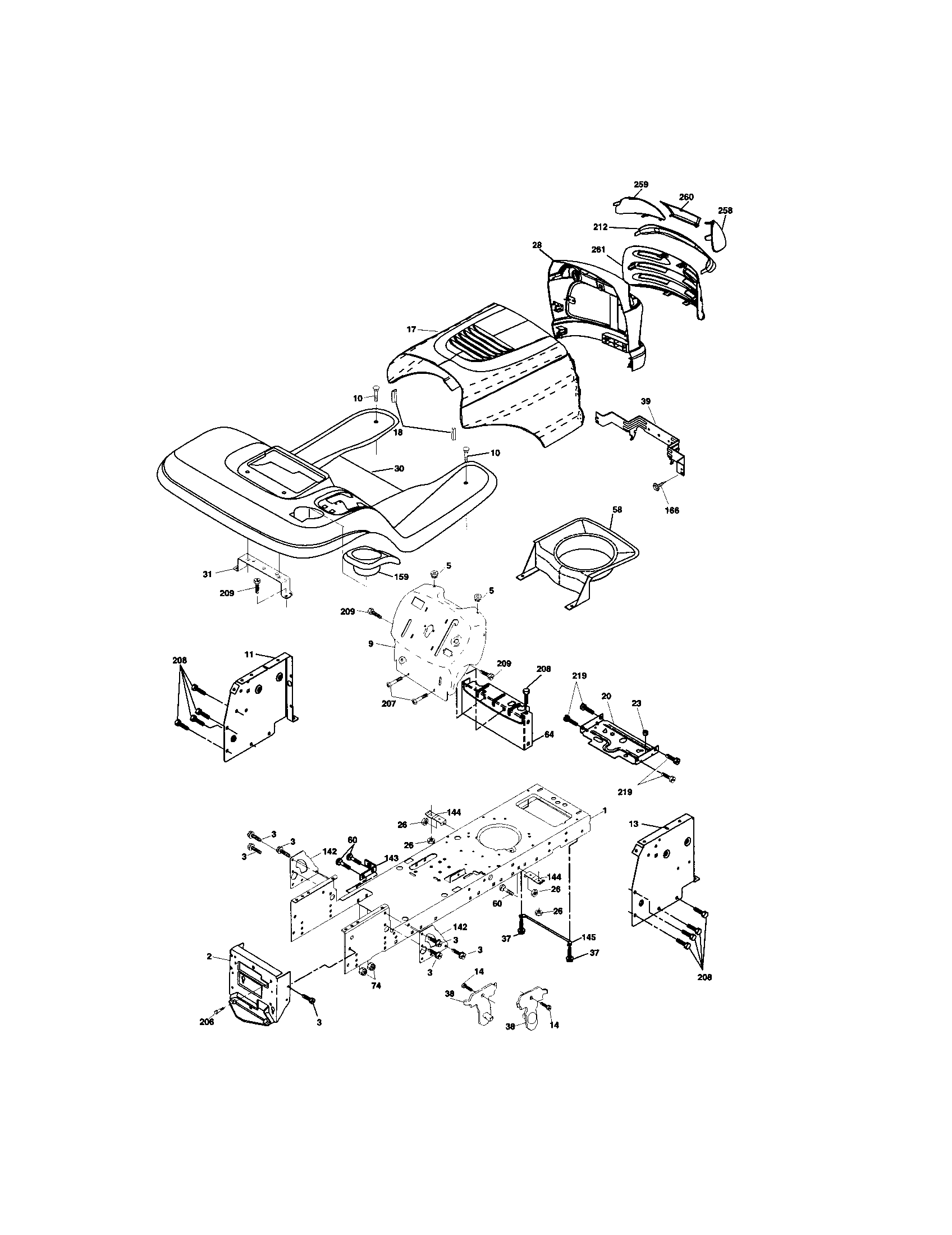Chassis And Enclosures Diagram and Parts List for 917273780  Craftsman Lawn Tractor