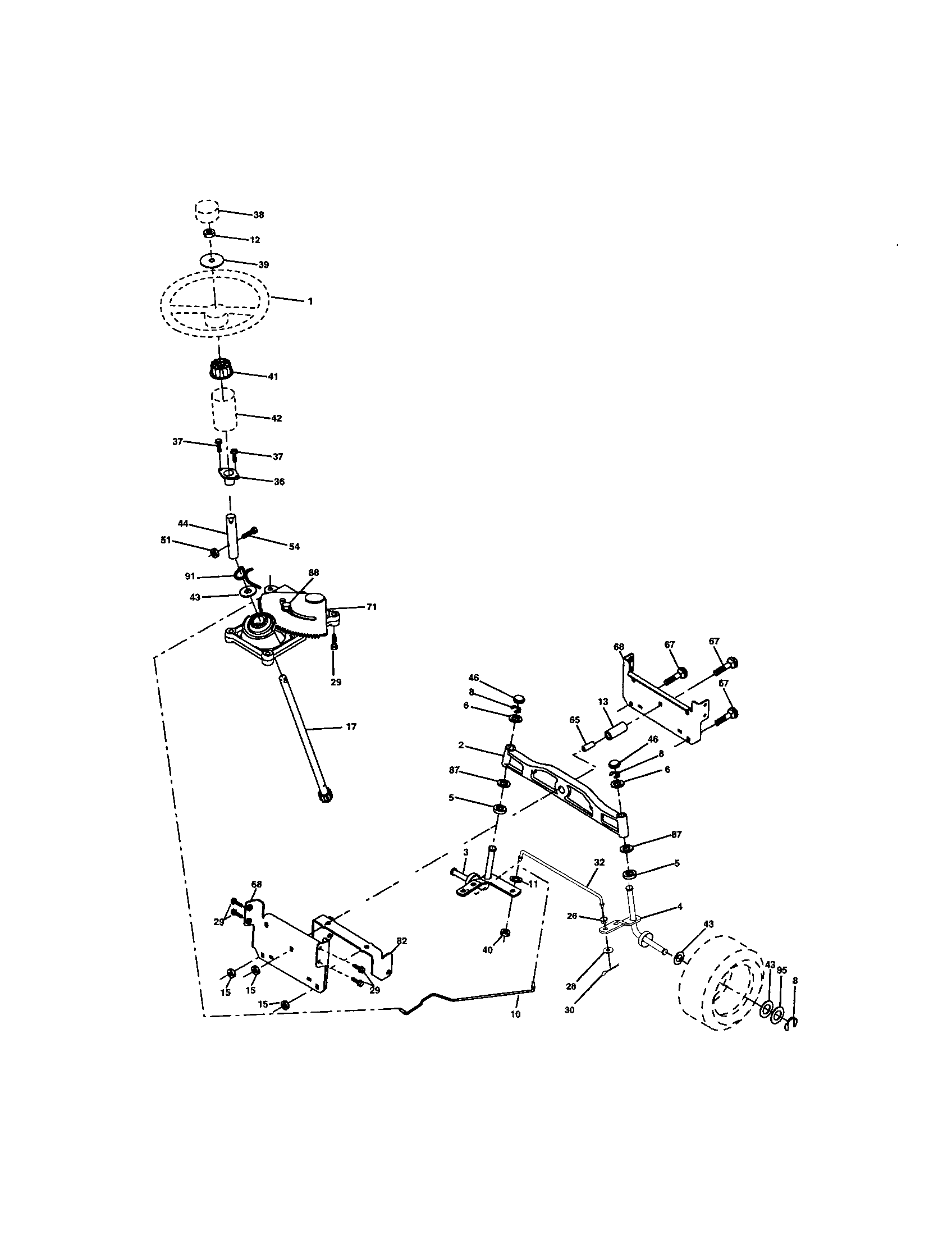 Steering Diagram and Parts List for 917273790  Craftsman Lawn Tractor