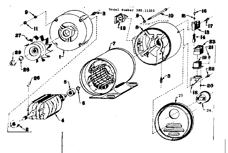 Generator Diagram and Parts List for 58031352  Craftsman Engine
