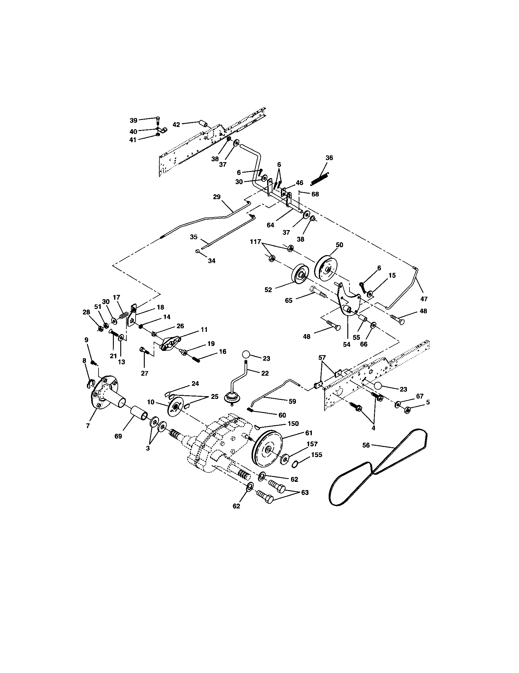 Ground Drive Diagram and Parts List for 917276052  Craftsman Lawn Tractor