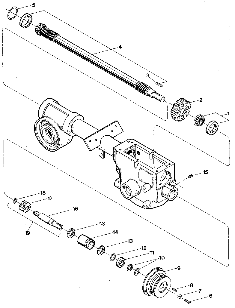 Drive, input pinion shaft & gear assm. Diagram and Parts List for 98729905  Craftsman Tiller