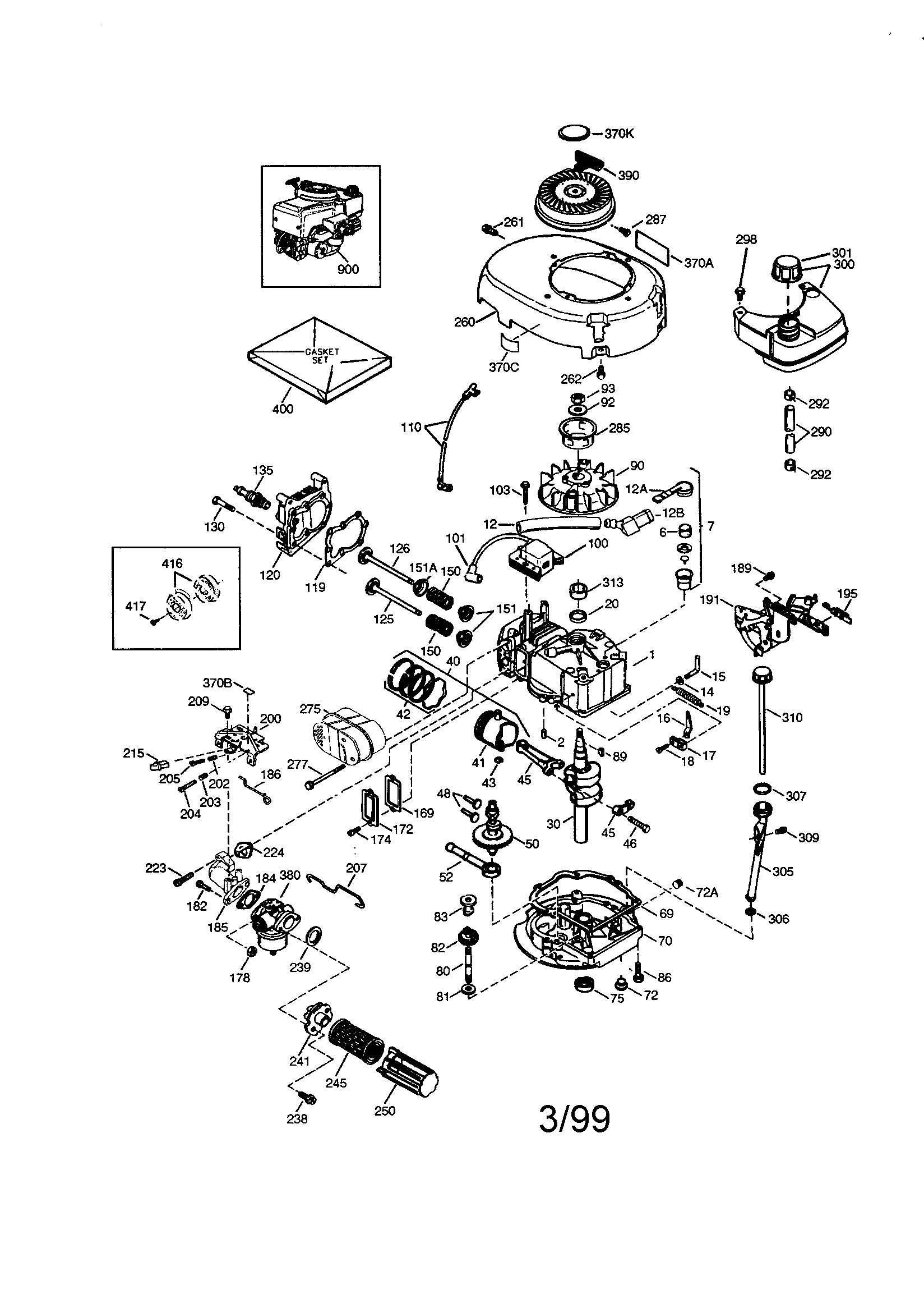 Craftsman 4-cycle Engine Diagram and Parts List for 143995506  Craftsman Engine