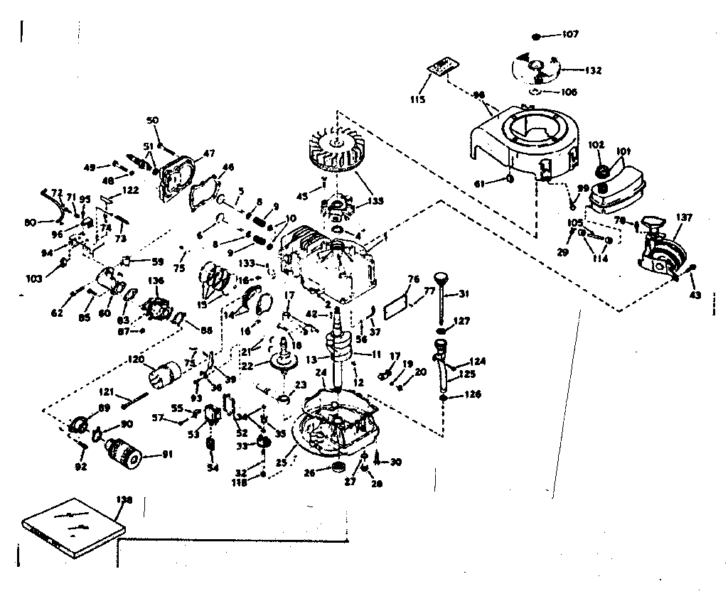 Basic Engine Diagram and Parts List for 143214032  Craftsman Engine