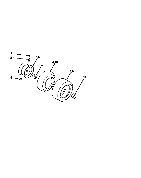 Wheels And Tires Diagram and Parts List for 917259020  Craftsman Lawn Tractor
