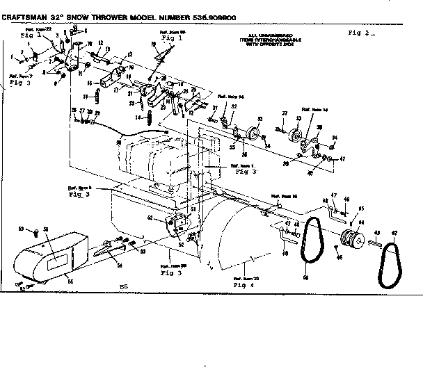 Drive Assembly Diagram and Parts List for 536909900  Craftsman Snow Blower