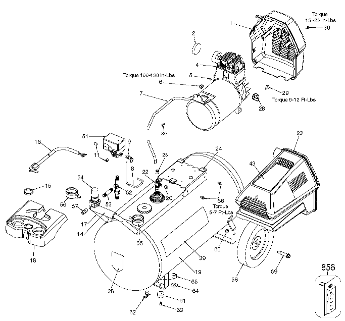 Default Diagram and Parts List for 919-72450 Type 0 Craftsman Compressor