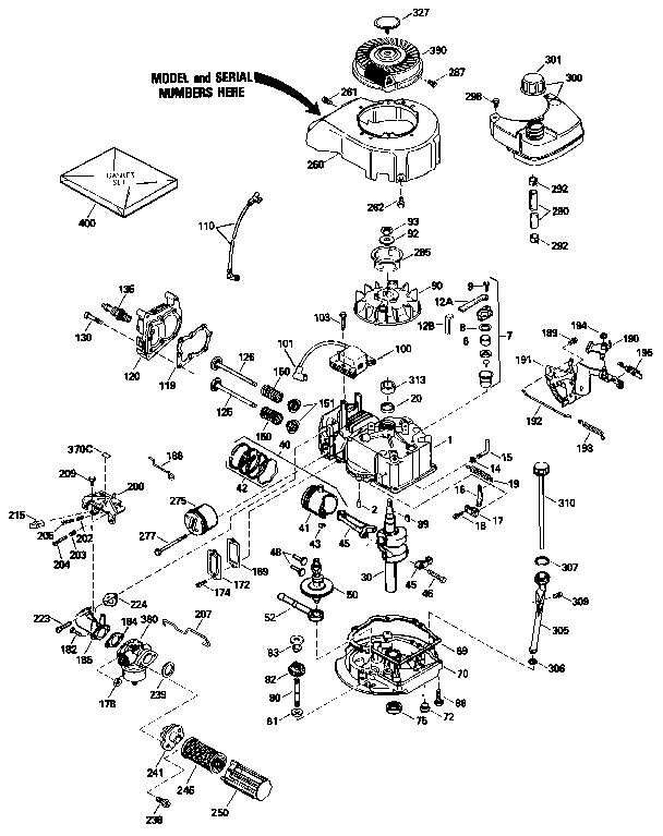 Replacement Parts Diagram and Parts List for 143434012  Craftsman Engine