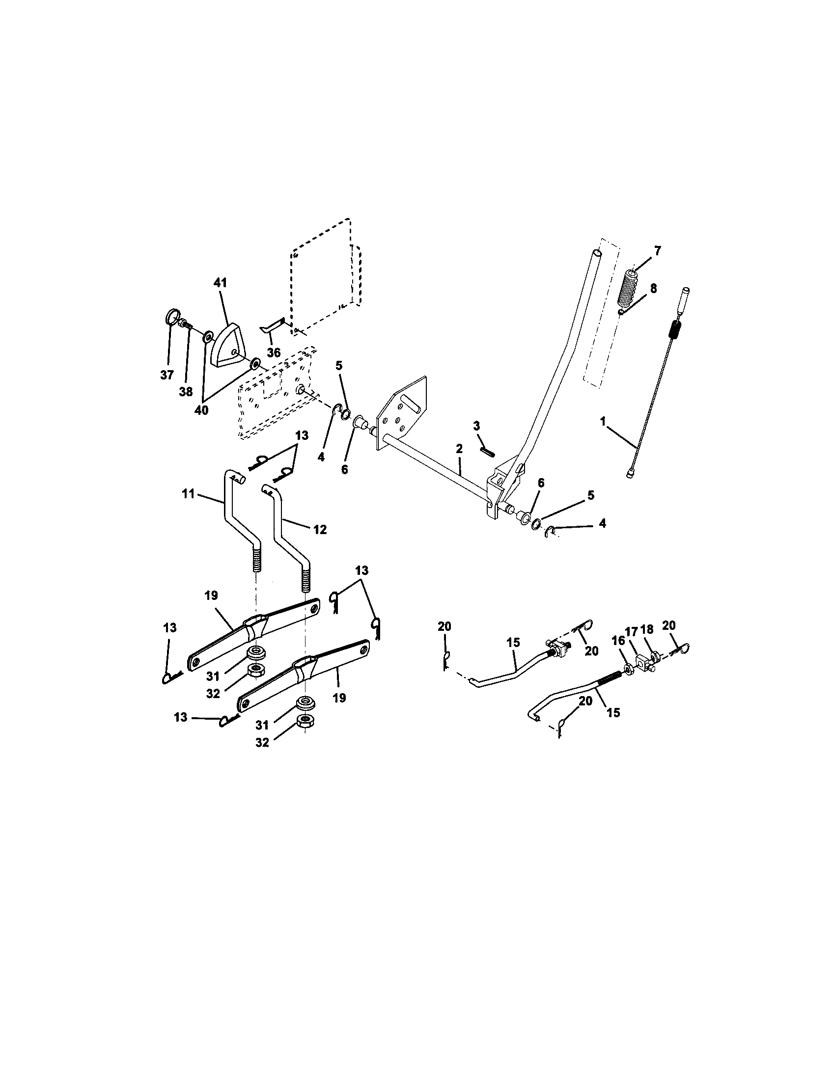 Lift Assembly Diagram and Parts List for 917272431  Craftsman Lawn Tractor