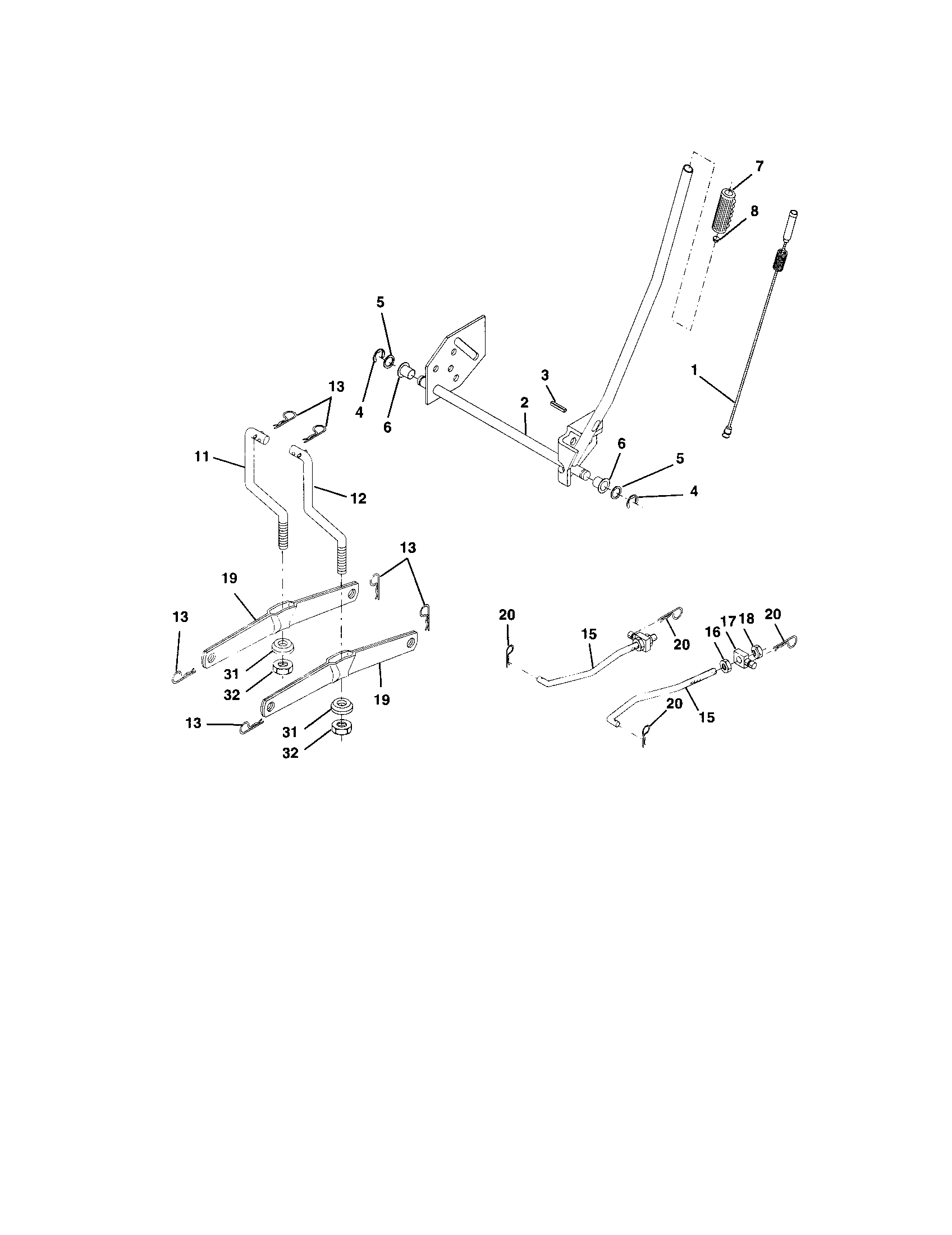 Lift Assembly Diagram and Parts List for 917273752  Craftsman Lawn Tractor