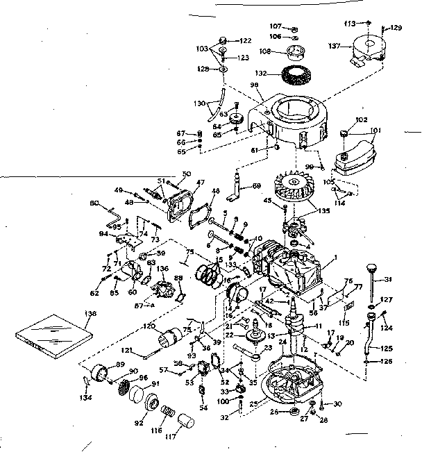 Basic Engine Diagram and Parts List for 143174062  Craftsman Engine