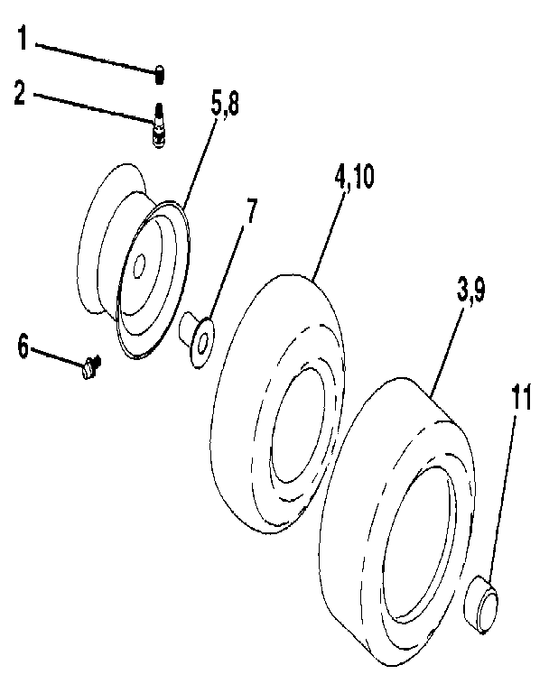 Wheels & Tires Diagram and Parts List for 917255573  Craftsman Lawn Tractor