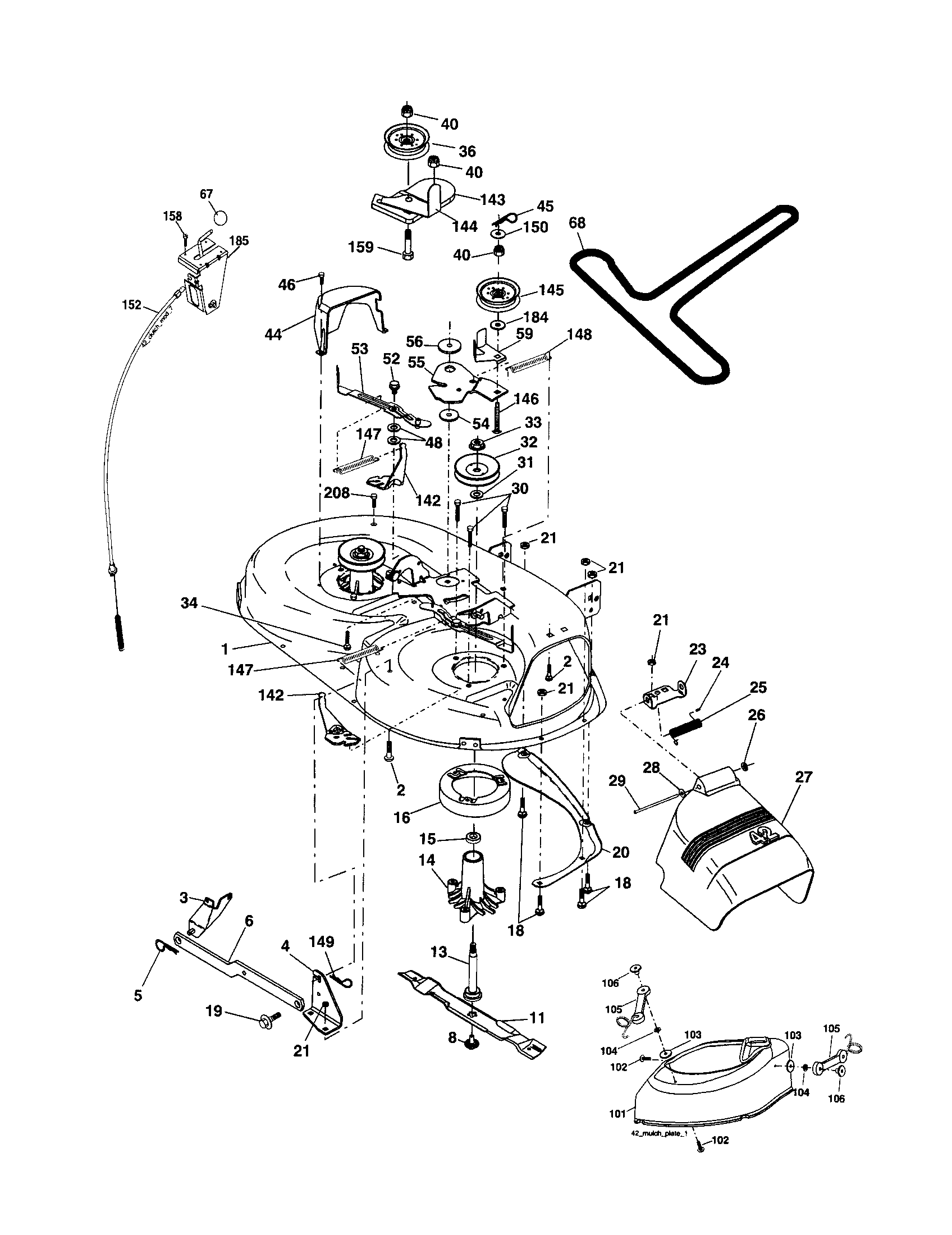 Mower Diagram and Parts List for 917257431  Craftsman Lawn Tractor