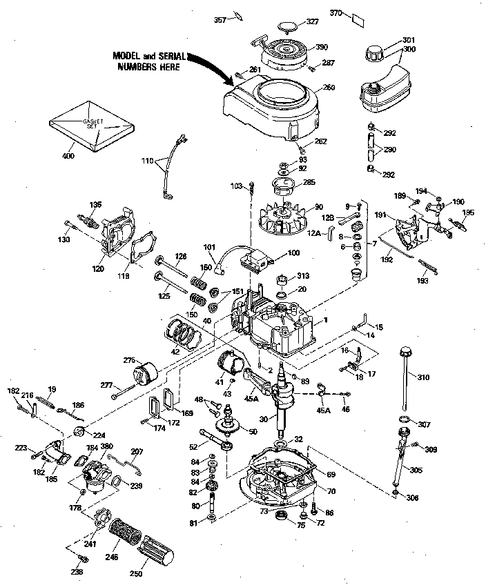 Replacement Parts Diagram and Parts List for 143404312  Craftsman Engine