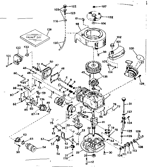 Basic Engine Diagram and Parts List for 143217042  Craftsman Engine