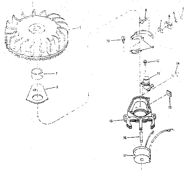 Magneto Diagram and Parts List for 143102010  Craftsman Engine