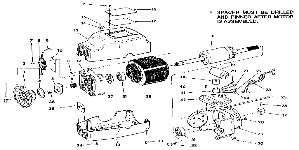10-inch Radial Saw Diagram and Parts List for 64126  Craftsman Power Motor