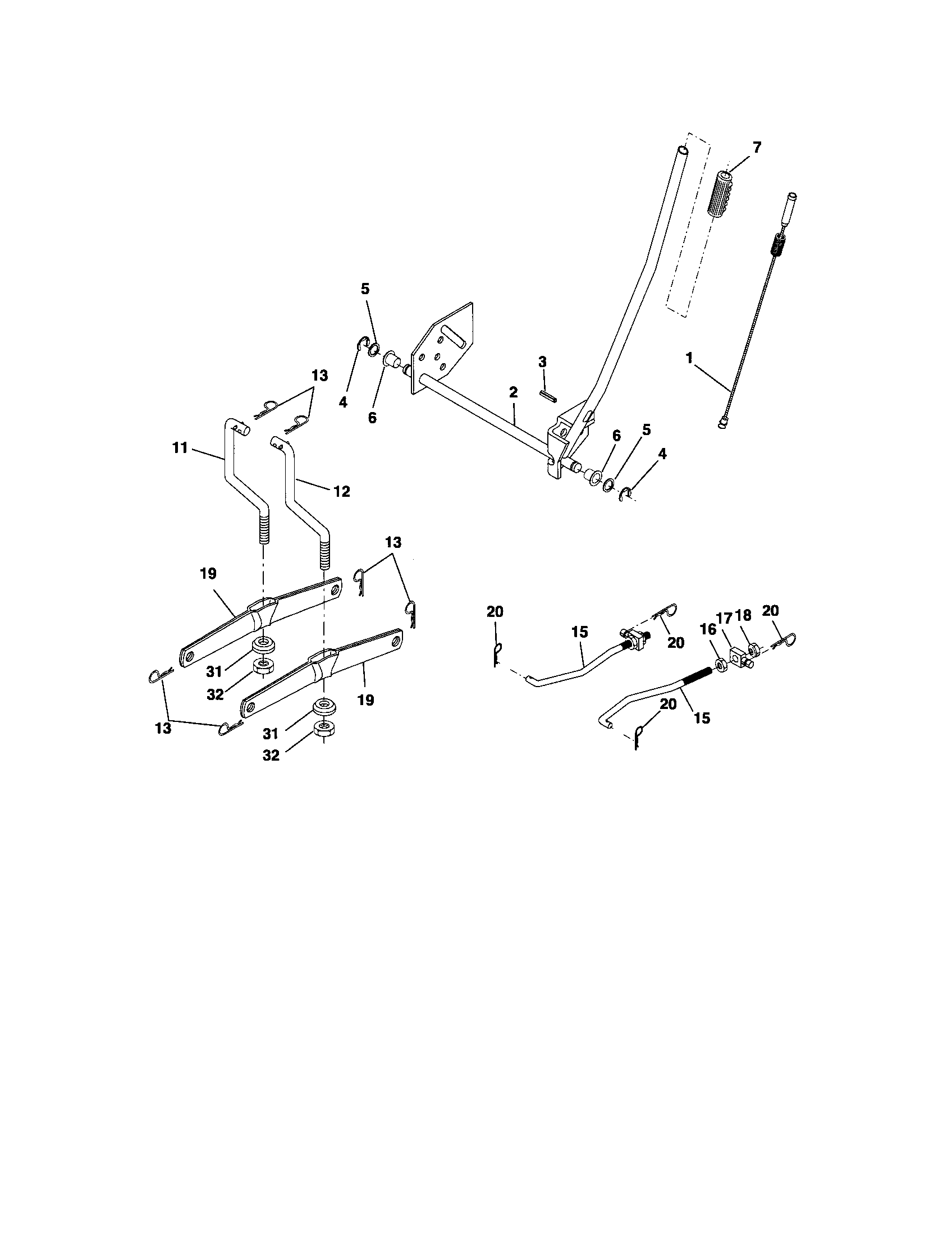 Lift Assembly Diagram and Parts List for 917275670  Craftsman Lawn Tractor