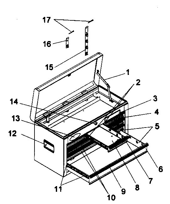Tool Chest Diagram and Parts List for 706618053  Craftsman Tool Stand & Cart