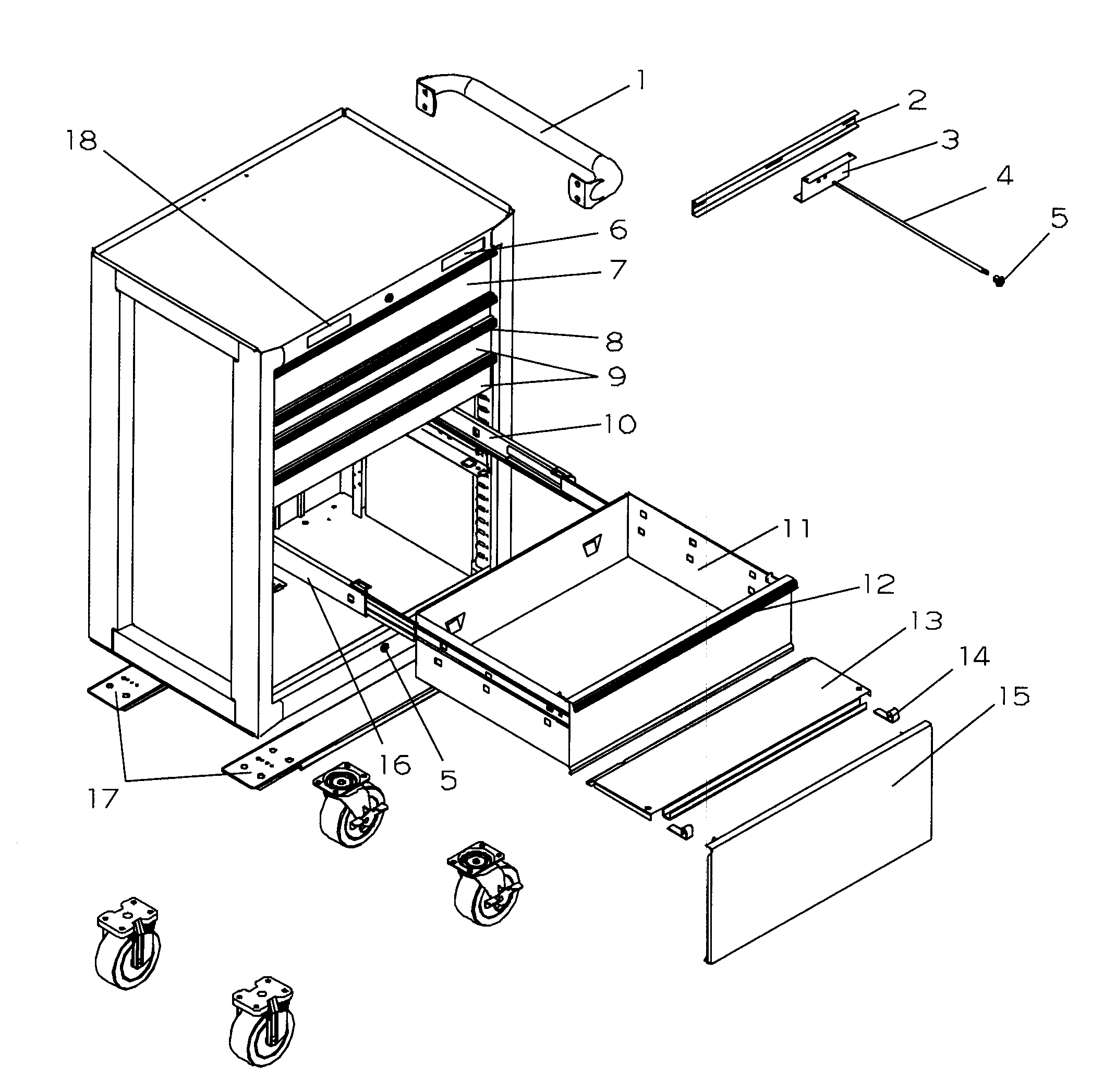 Tool Chest Diagram and Parts List for 706825210  Craftsman Tool Stand & Cart