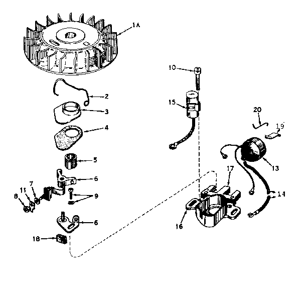 Magneto No. 610693a Diagram and Parts List for 143164152  Craftsman Engine