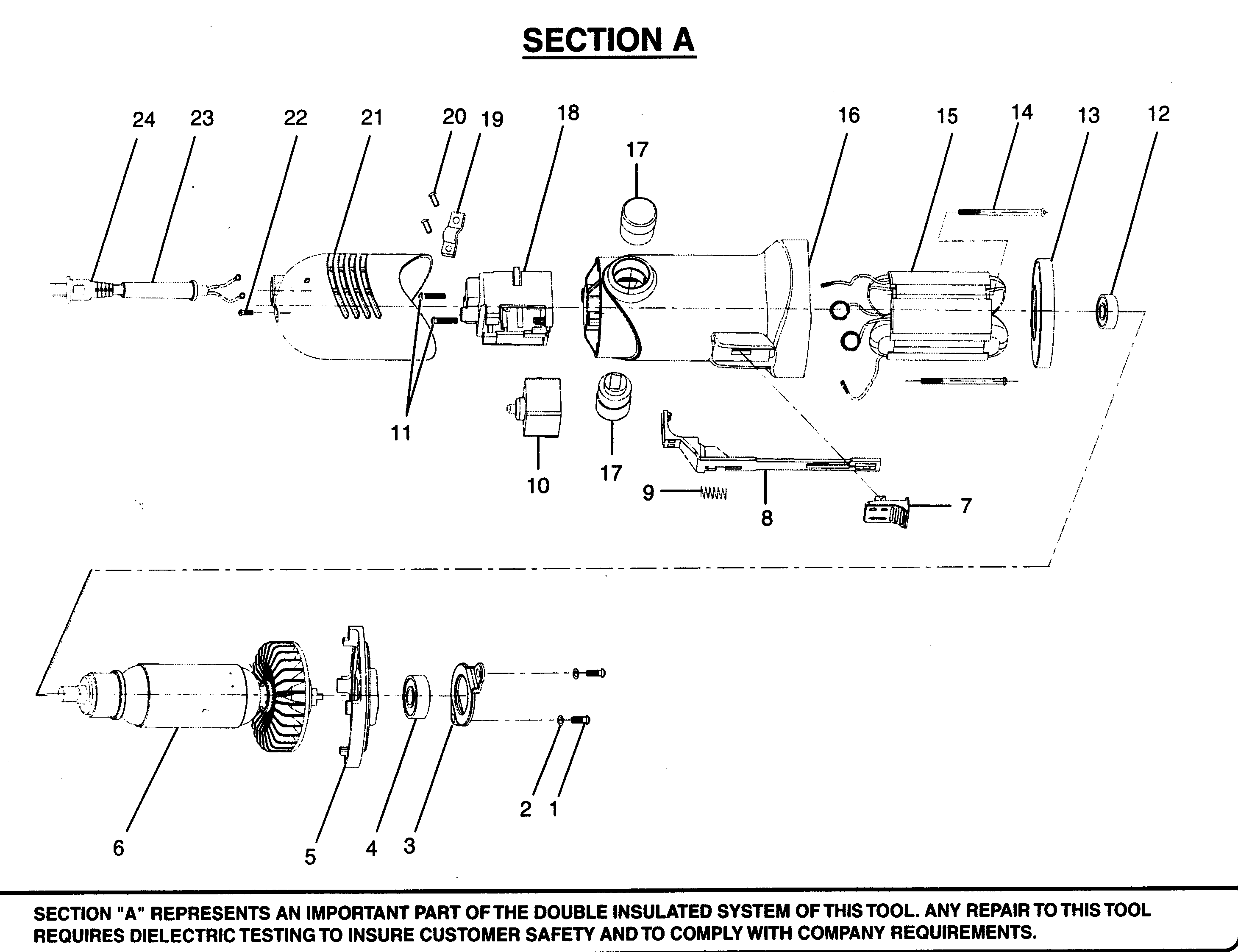 Housing Assy Diagram and Parts List for 315267560  Craftsman Grinder